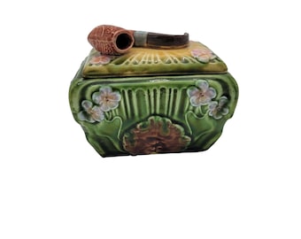 Antique Majolica Pipe Box Humidor