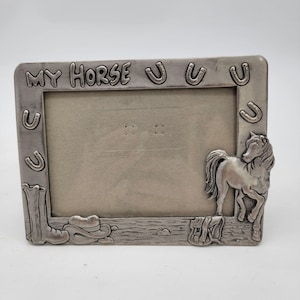Vintage 1998 My Horse Bilderrahmen Silber Ton Western Dekor