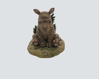 1995 The Hamilton Collection Rhinoceros Sculpture