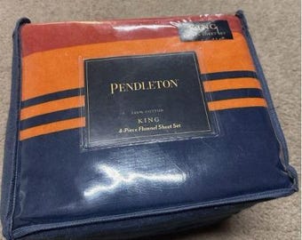 Pendleton 4-Piece King Flannel Sheet Set 100% Turkish Cotton NEW