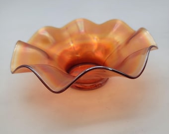 Vintage Dugan Carnival Marigold Glass "Daisy Dear" Console Bowl