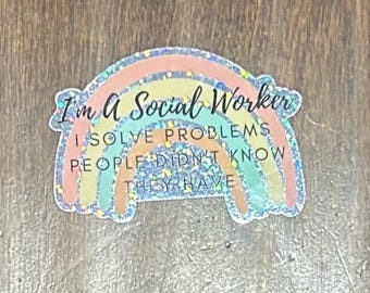 Social Worker Problem Solver holographic sticker