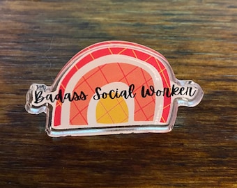 Rainbow Social Worker Pin, Casework Lanyard Pin