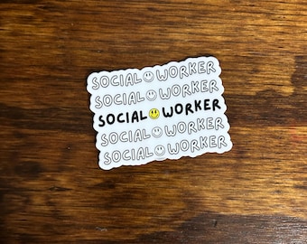 Social Worker smiley face sticker, social worker decal, social work, fun sticker