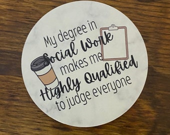 Posavasos con título de trabajador social, decoración divertida para oficina
