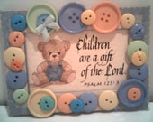 TEDDY BEAR NURSERY Print With Colorful Buttons Baby Room Decoration Nursery Wall Hanging Dresser Decor With Stand Baby Shower Gift