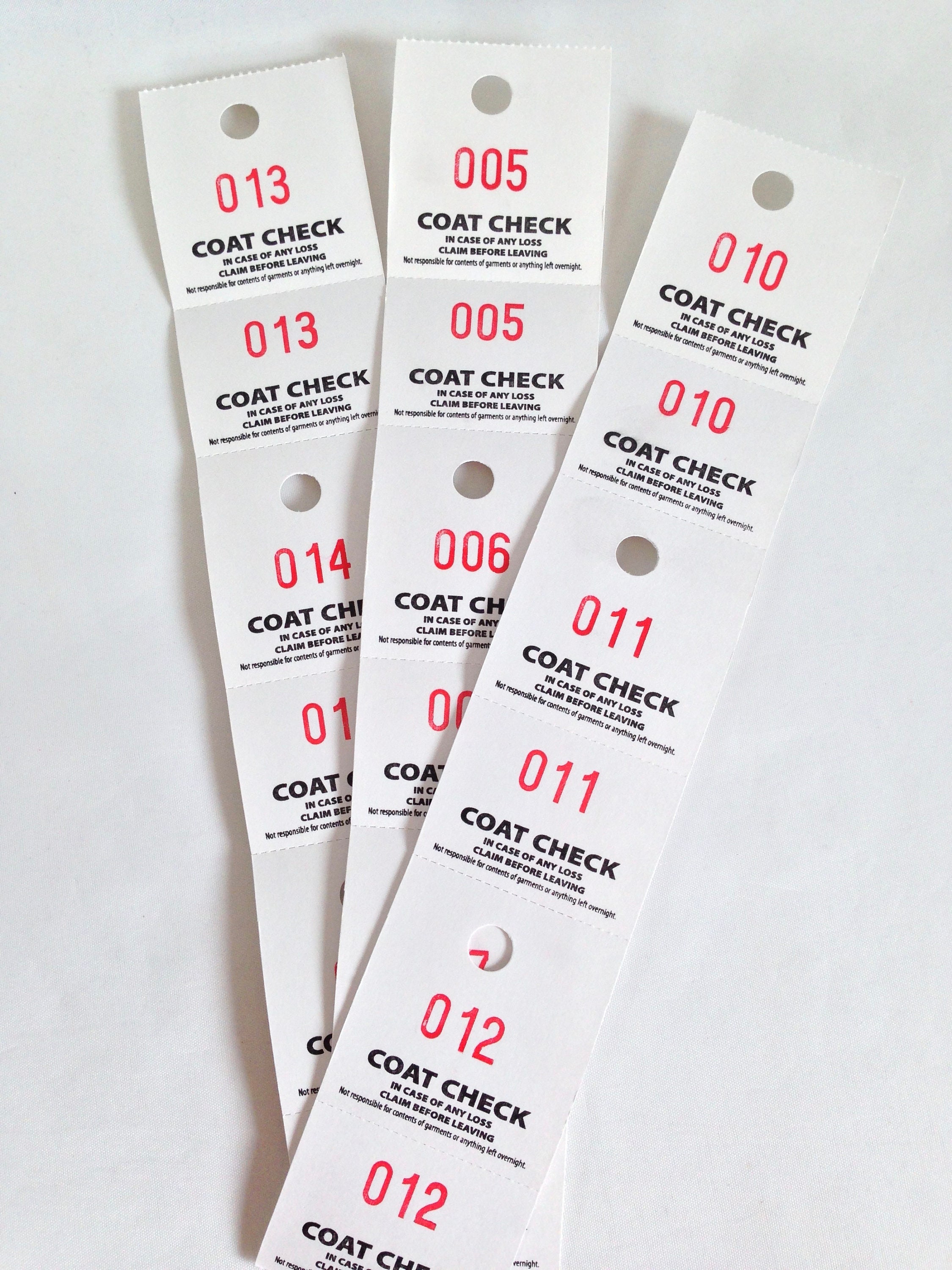 25 Coat check tags number tags ephemera tear away coat Etsy