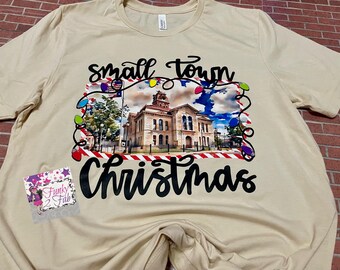 Camiseta navideña de pueblo pequeño para jóvenes