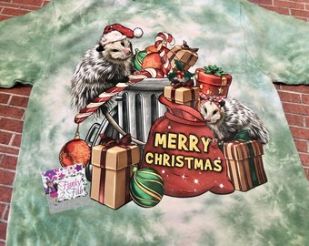 Feliz Navidad Opossum Camisa teñida juvenil