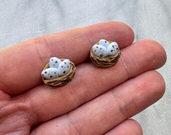 Robin’s Nest Studs | Spring Earrings | Hypoallergenic | Handcrafted Polymer Clay