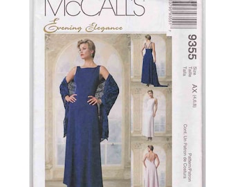 VTG McCall's Uncut Pattern 9355 Evening Elegance * Lined Princess Seamed DRESS Evening Gown sz  AX 4 - 6- 8 * 1998