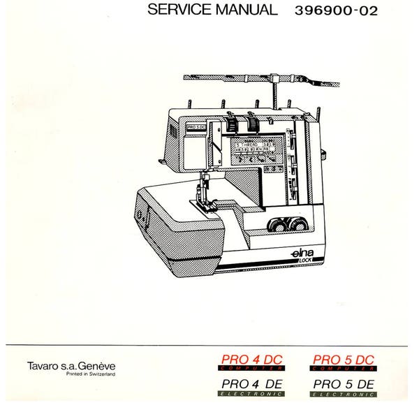 ELNA PRO 4DE 4DC 5DE 5DC Serger SERVICIO Manual de reparación