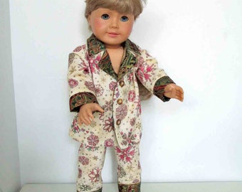 18" Doll 2-Piece Golden Snowflake PAJAMAS, PJs with matching slippers  * Doll Clothing * Sleepwear Outfit * Fits AG Doll, Sophia's, Gotz