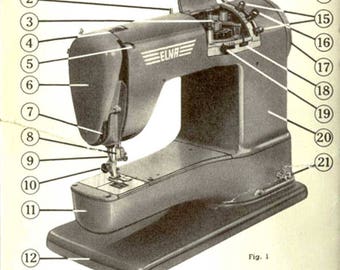 Manual de instrucciones Vintage Elna Supermatic SU Green 1952-1958 * Funcionamiento de la máquina de coser * Guía del propietario