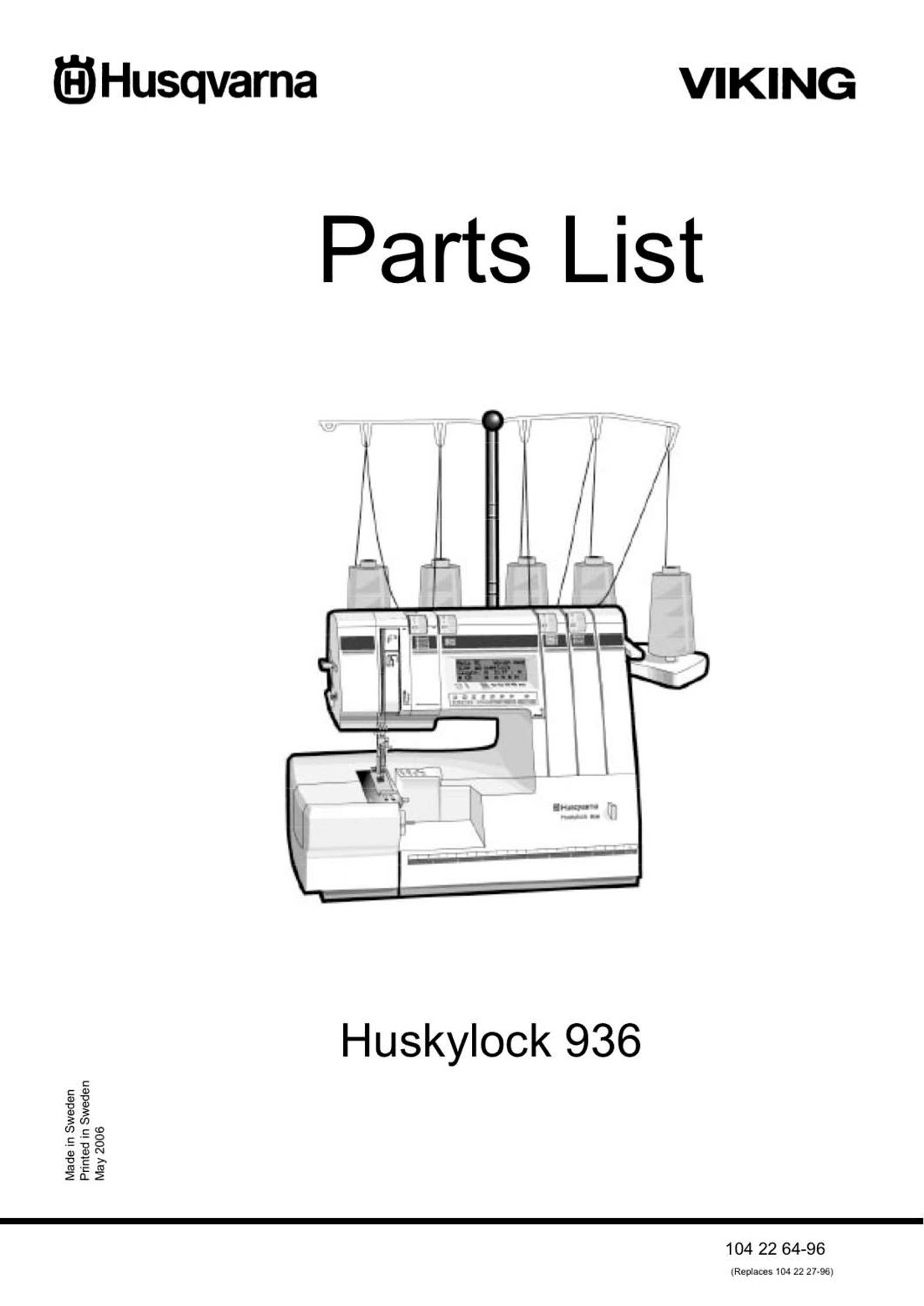 Huskylock 936 by Husqvarna Viking Service Repair Manual and Parts PDF