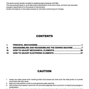 Baby Lock Pro Line BL7800 Service / Repair manual & Parts / SCHEMATIC BOOK PDF Download image 2