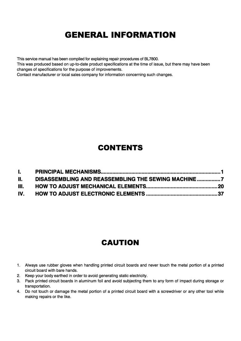 Baby Lock Pro Line BL7800 Service / Repair manual & Parts / SCHEMATIC BOOK PDF Download image 2