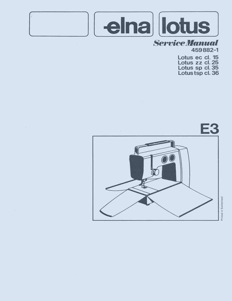 Service / Repair Manual & Parts Book for Vintage Elna LOTUS / ELNITA