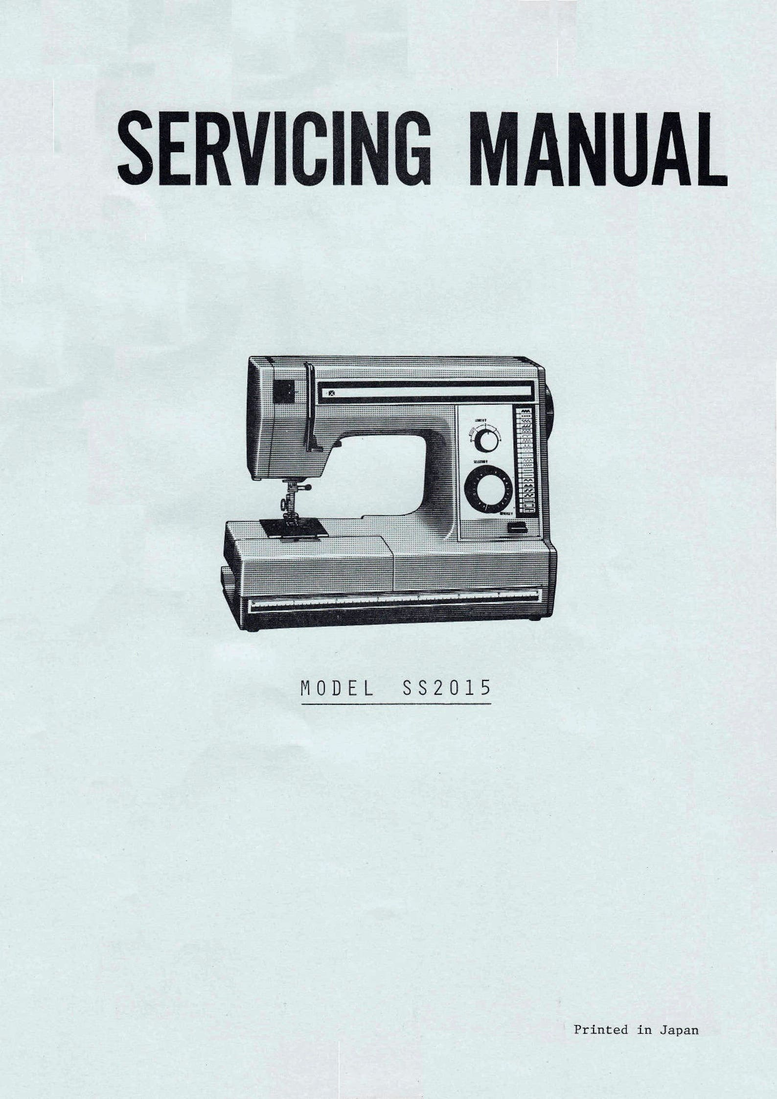 SS2015 Janome New Home Instruction, Service / Repair Manual & Partslist