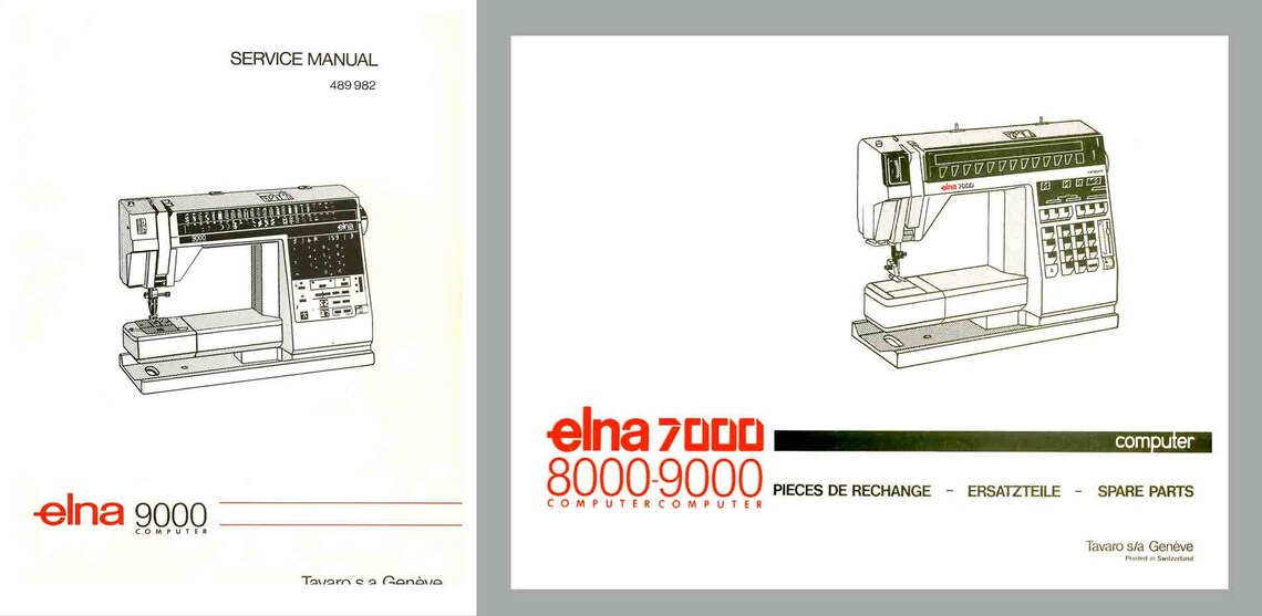 Elna 8000 9000 & DIVA Service Manual and Parts / Schematics Book PDF