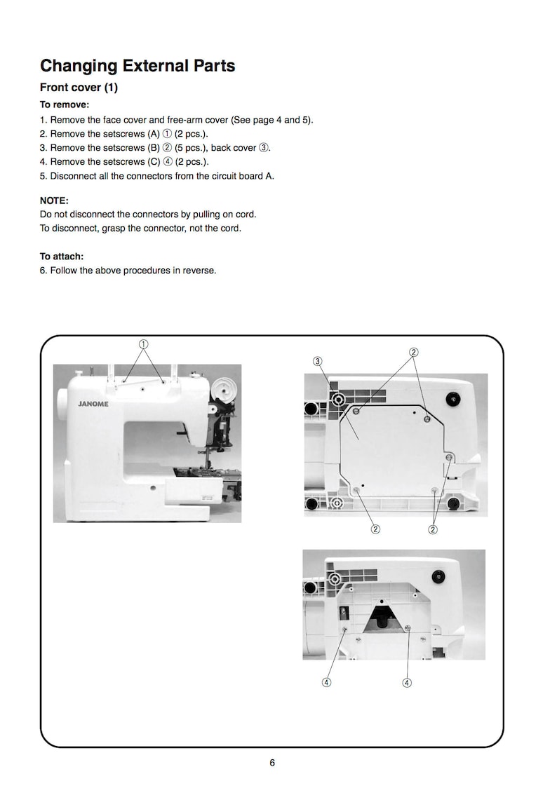 3160QDC Janome Instruction, Service / Repair Manual & Parts List Sewing