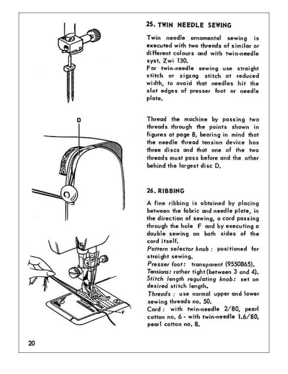 Necchi Lydia 542 544 Sewing Machine Instruction & Service Manual