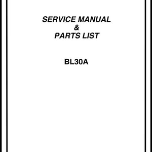 Pode incluir: Manual de serviço e lista de peças em preto e branco para o modelo BL30A.