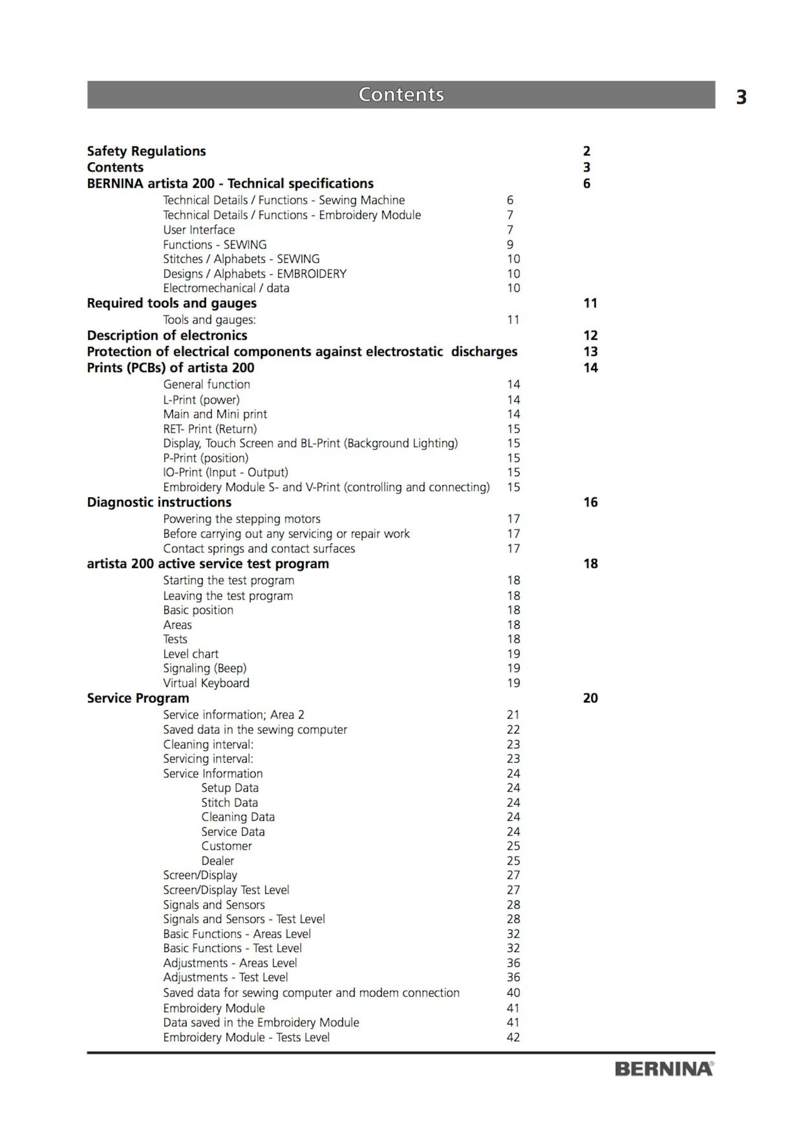 Bernina ARTISTA 200 Sewing Machine Service Manual & Spare Parts Book