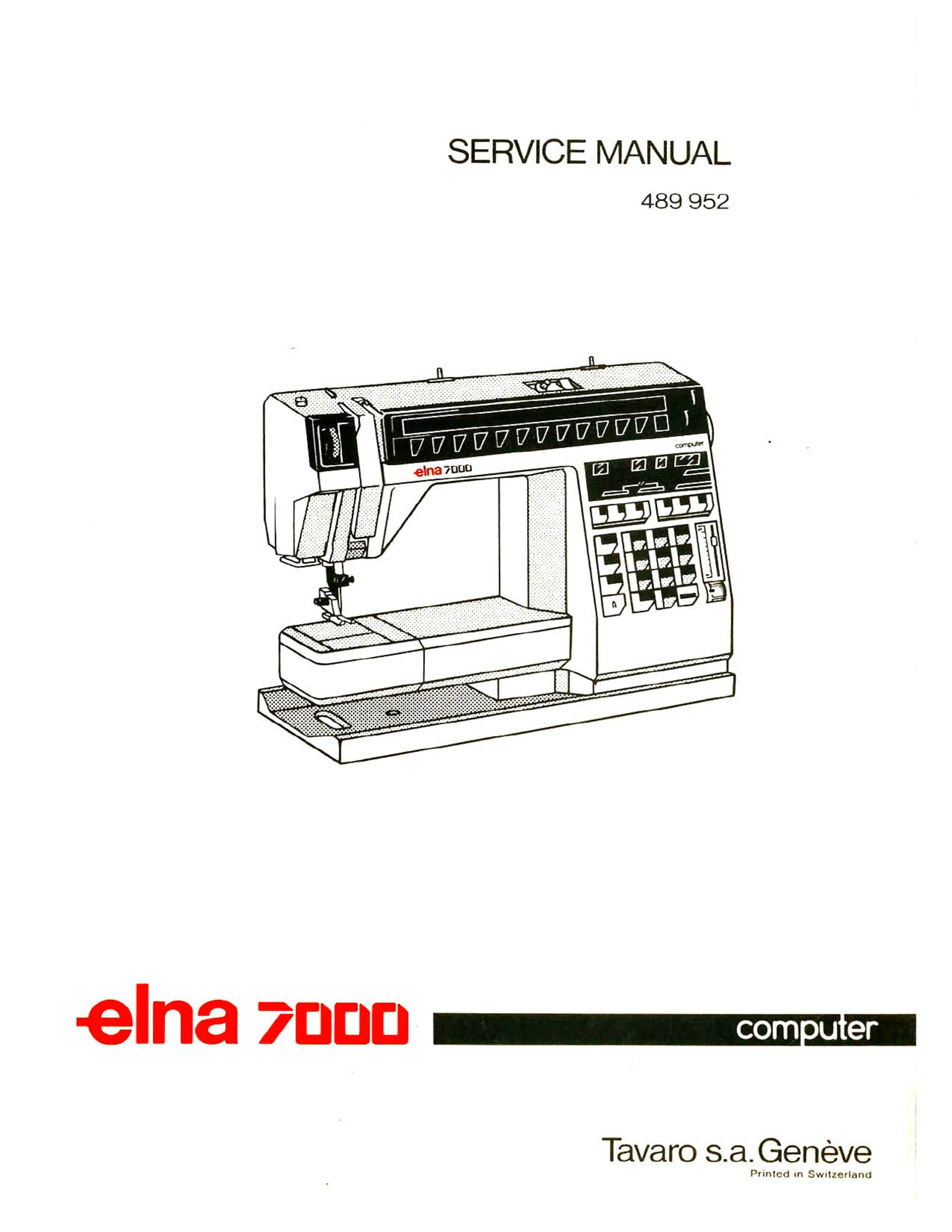 Elna 7000 Sewing Machine Service Manual and Parts / Schematics Book PDF