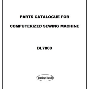 Baby Lock Pro Line BL7800 Service / Repair manual & Parts / SCHEMATIC BOOK PDF Download image 3