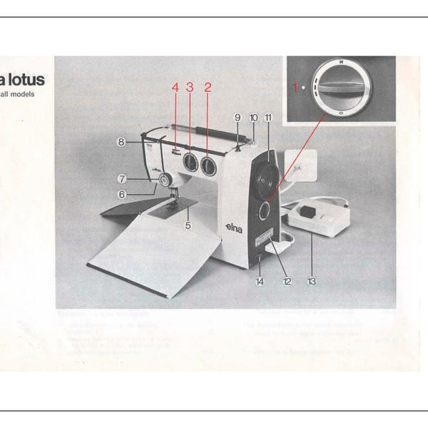 Instruction Manual for Vintage Elna Lotus SP TSP EC zz * Pdf Download