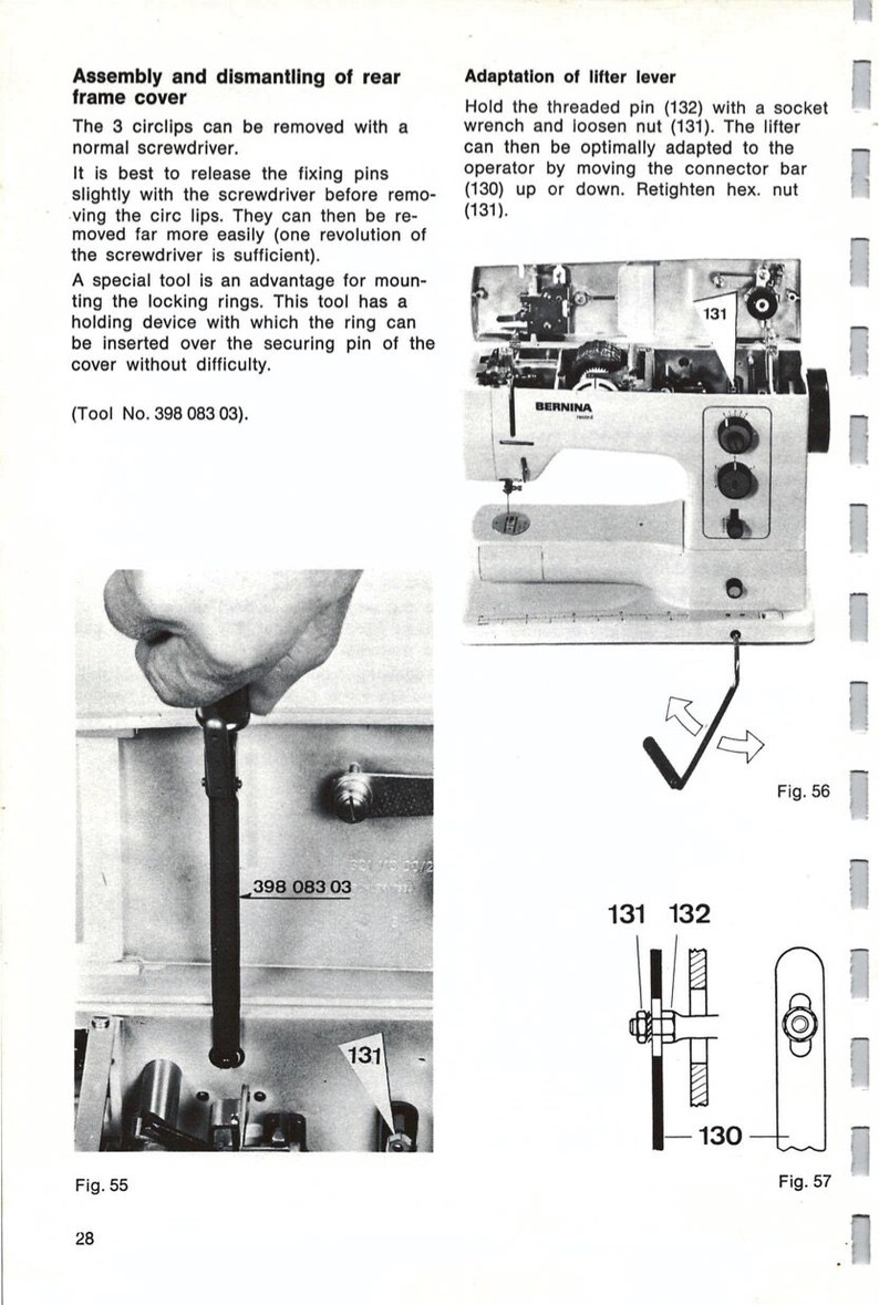 Vintage Bernina Record 830, 831, 832 Sewing Machine Service Manual