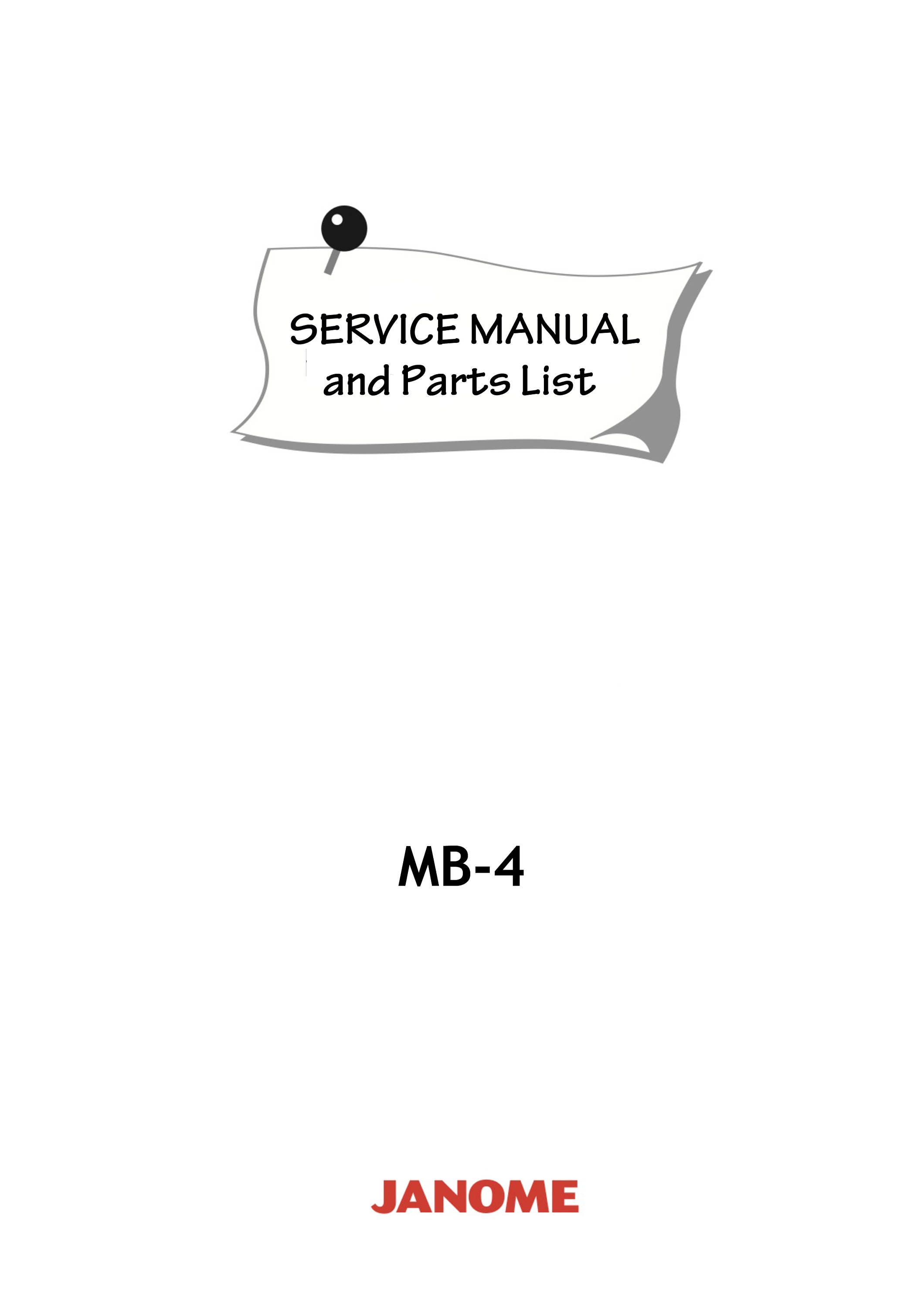 JANOME MB-4 MB4 Service Repair manual & Parts List * Four Needles embroidery machine * PDF Download