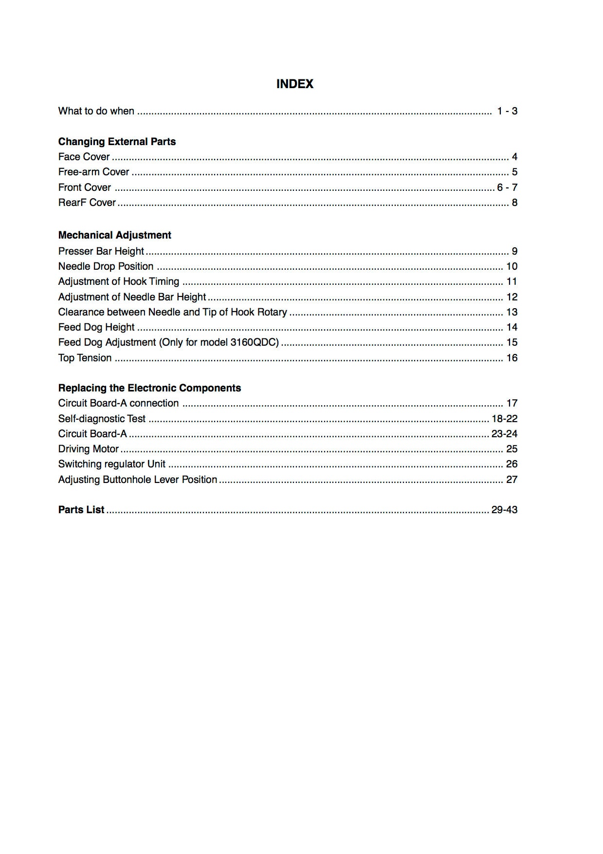 3160QDC Janome Instruction, Service / Repair Manual & Parts List Sewing