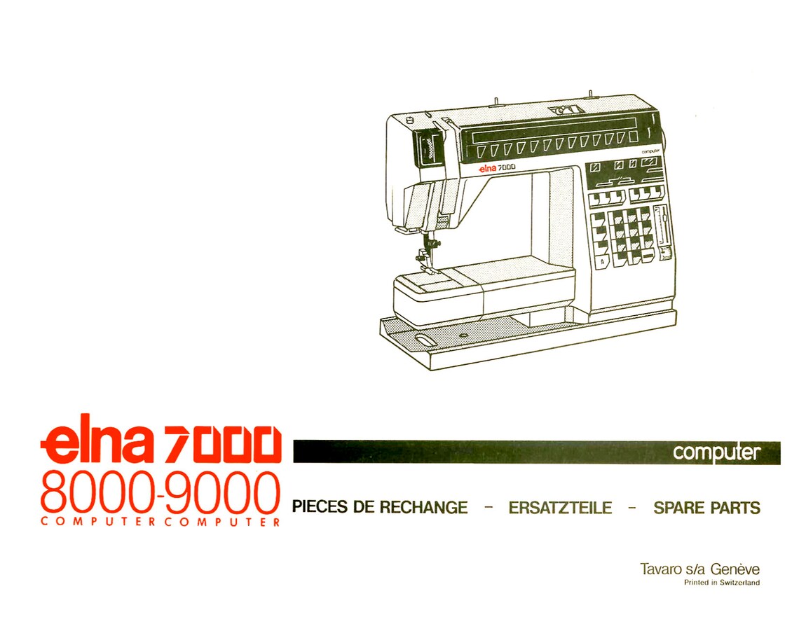 Elna 8000 9000 & DIVA Service Manual and Parts / Schematics Book PDF