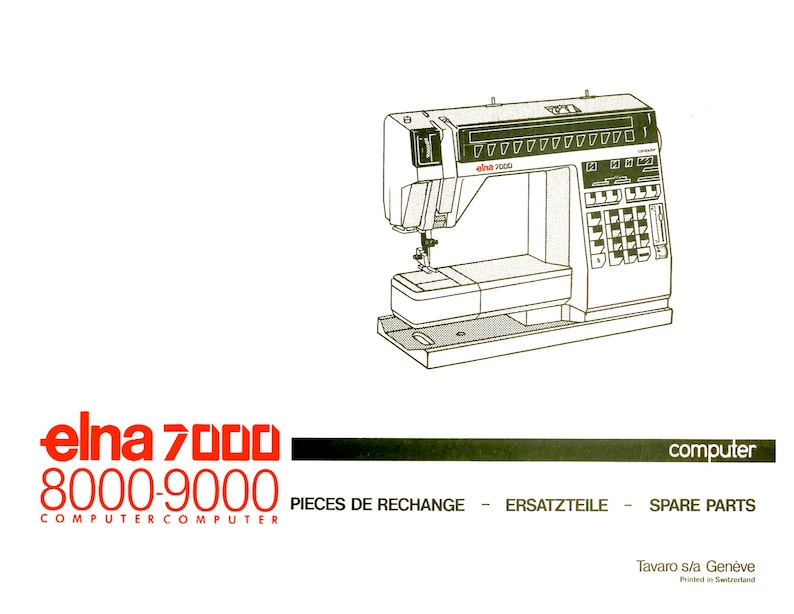 Elna 8000 9000 & DIVA Service Manual and Parts / Schematics Book PDF