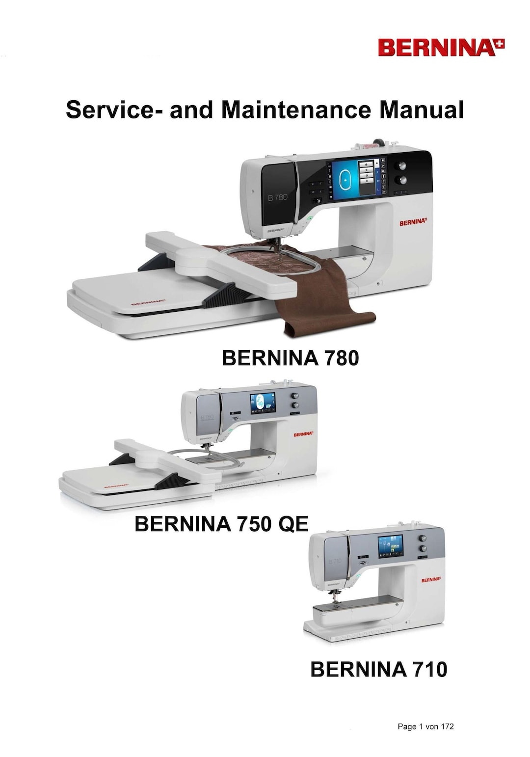 Bernina 710, 750QE, 780 Service / Repair Manual Instant Download Etsy