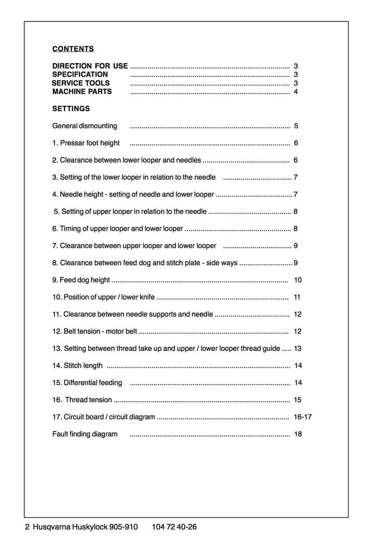 Huskylock 905 910 by Husqvarna Viking Service Repair manual and Parts List * PDF Download image 2