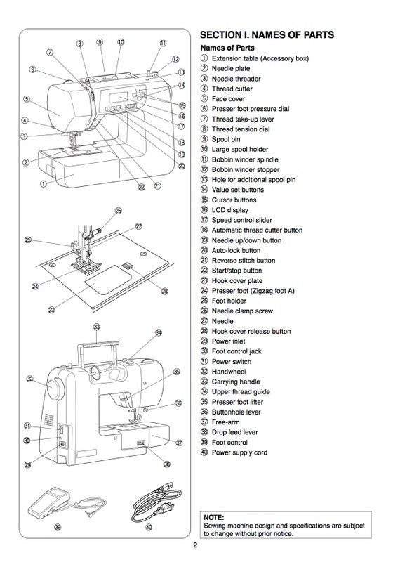 Sewing Machine Parts Name With Picture: Jack sewing machine
