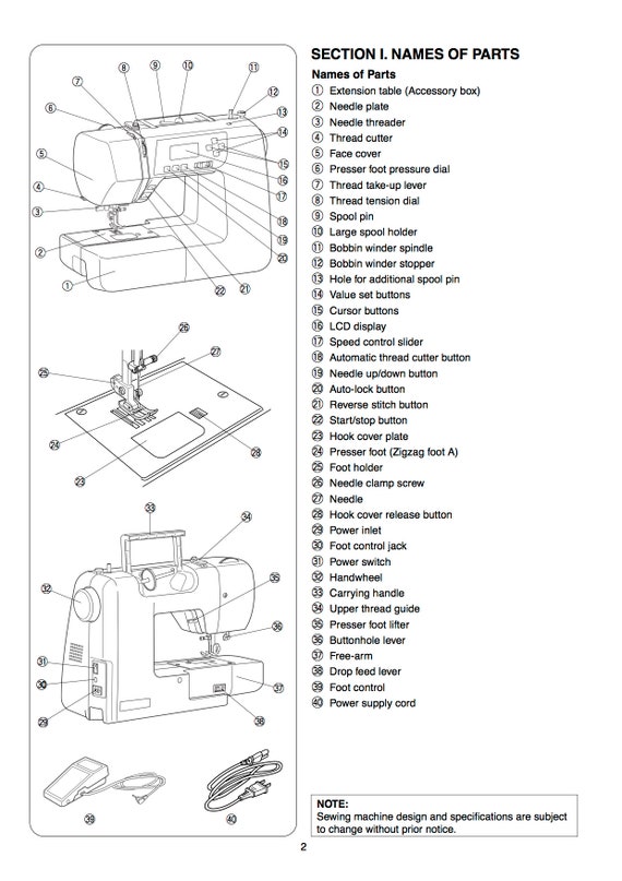 3160QDC Janome Instruction Service Repair Manual Parts List