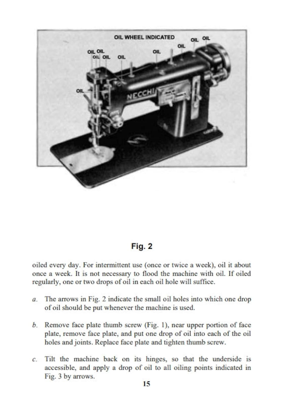 Instruction Manual for Vintage NECCHI BU Sewing Machine Operating