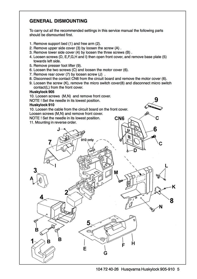 Huskylock 905 910 by Husqvarna Viking Service Repair Manual and Parts