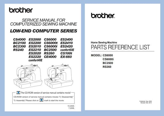 Brother SC6000, Sc6000i RS260 BC2500 Service / Repair Manual & Parts List /  Spare Parts Book PDF Download 