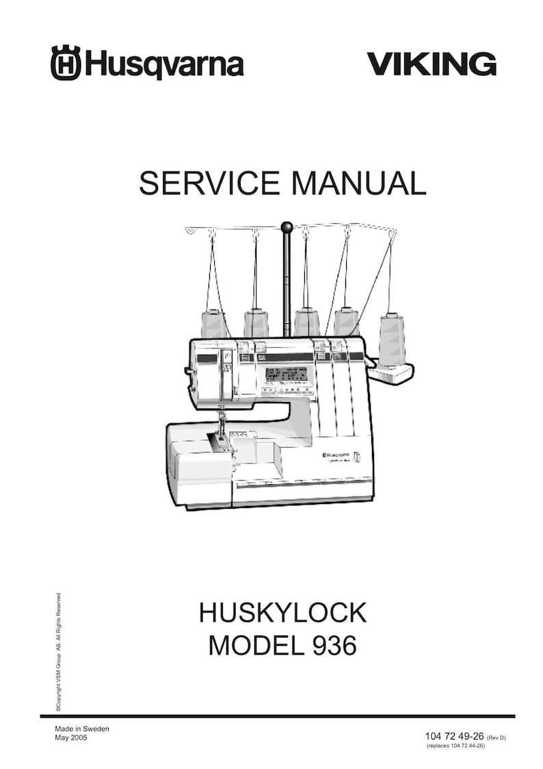Huskylock 936 by Husqvarna Viking Service Repair Manual and Parts PDF