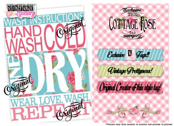 Diy Print Yourself Cardstock Care Instructions Laundry Tag Or Etsy