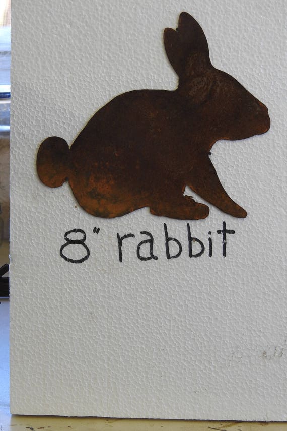 Rabbit Bunny Rusty Garden Art 8 Inches Tall Cut From Heavy - Garden Art Incorporated Rabbit Bunny Rusty Garden Art 8 Inches Tall Cut From Heavy - Garden Art Incorporated