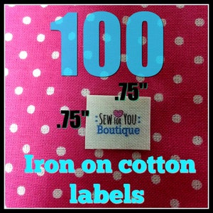 100 Tiny Iron On Fabric Labels, .75" for Doll Clothes