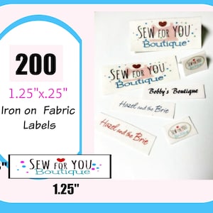 200 tiny  iron on tiny  fabric labels 1.25&quot;x.25&quot;doll clothes pocketbooks wallets plushies stuffed animals quilts hairbows purses