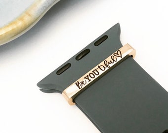 Personalized Smart Watch Band Charm: Engraved Stainless Steel Slider