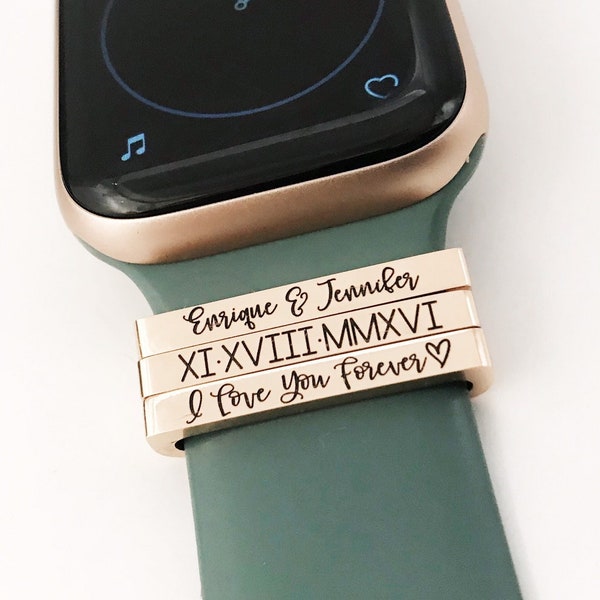 Personalized Smart Watch Band Charm ~ Engraved Anniversary Gift ~ New Mom Gift ~ Weight Loss Tracker ~ Fitness Gift ~ Unisex Self Care Gift